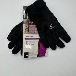 HEAD Women's Sensatec Thermal Fur Plush Black Gloves. Size Large. Brand New!